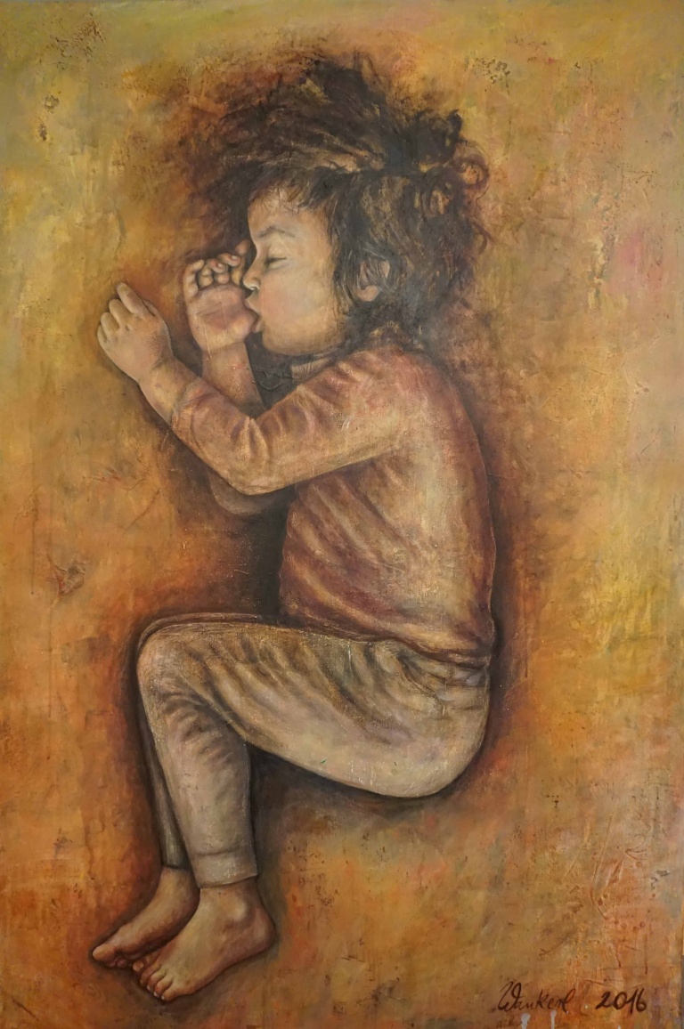 Sophia daumenlutschend, 100cm x 180cm, Acryl auf Leinwand